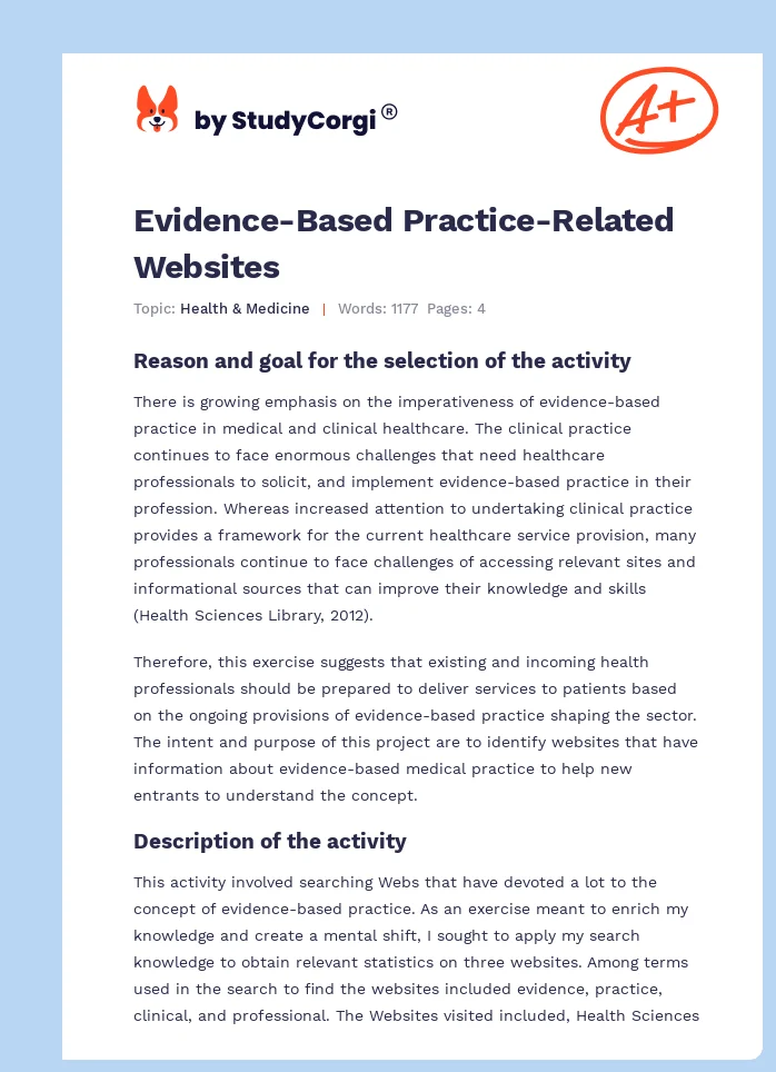 Evidence-Based Practice-Related Websites. Page 1