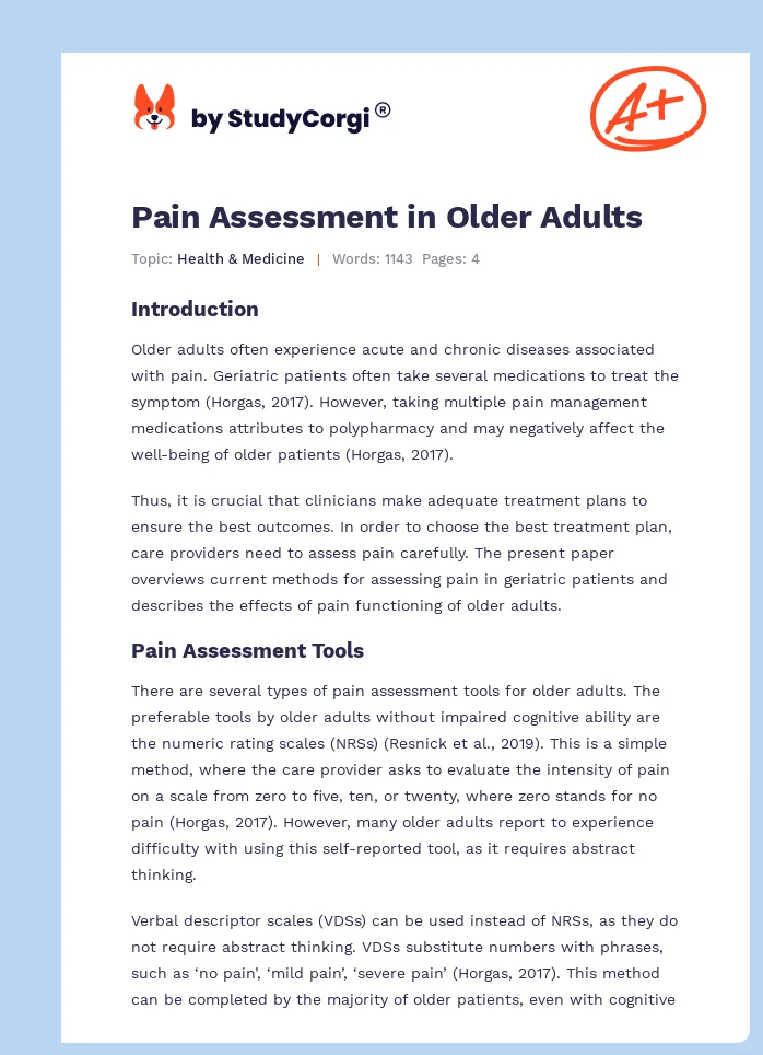 Pain Assessment in Older Adults. Page 1