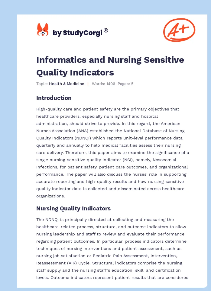 Informatics and Nursing Sensitive Quality Indicators. Page 1