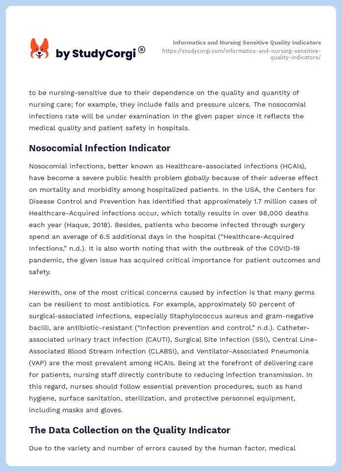 Informatics and Nursing Sensitive Quality Indicators. Page 2