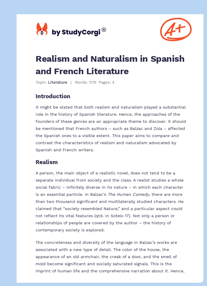 Realism and Naturalism in Spanish and French Literature. Page 1