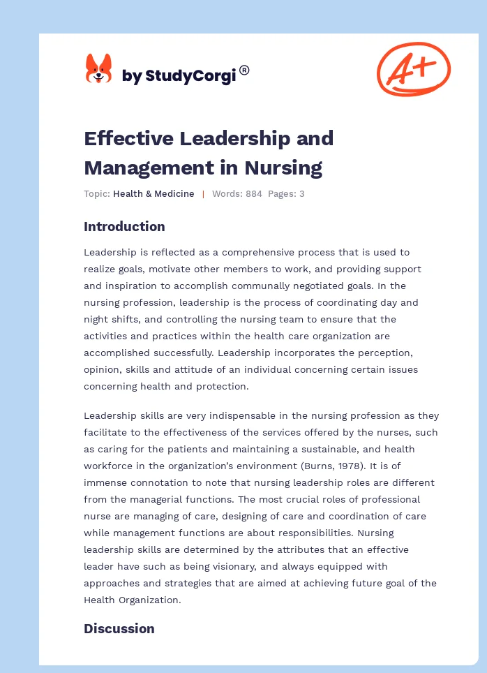Effective Leadership and Management in Nursing. Page 1