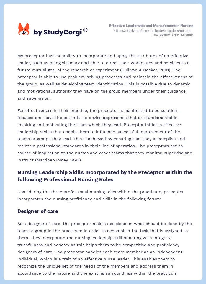 Effective Leadership and Management in Nursing. Page 2
