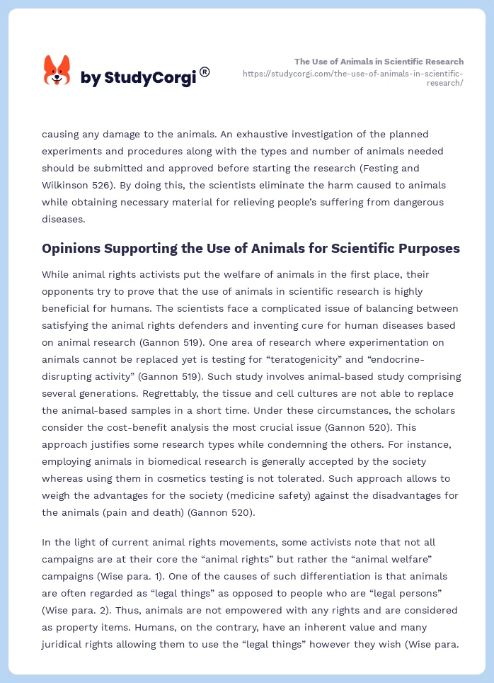 The Use of Animals in Scientific Research. Page 2