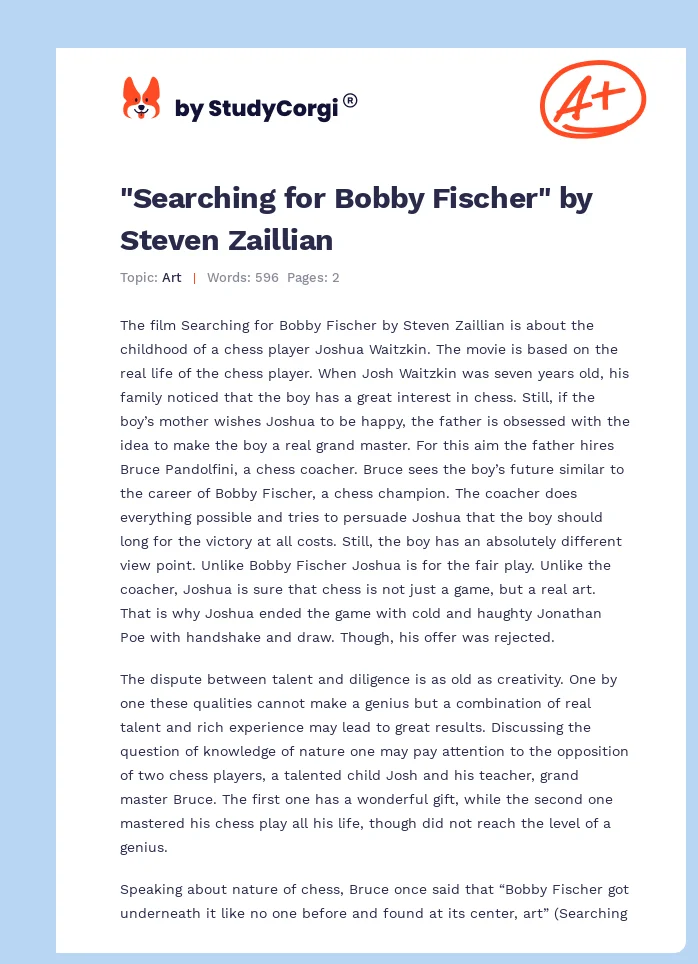 "Searching for Bobby Fischer" by Steven Zaillian. Page 1