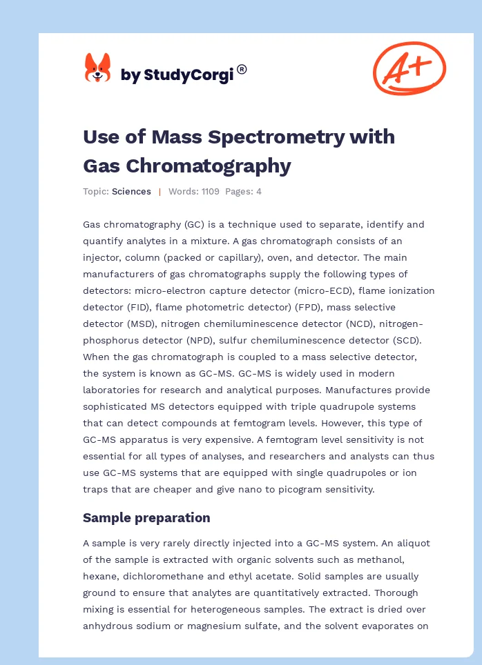 Use of Mass Spectrometry with Gas Chromatography. Page 1