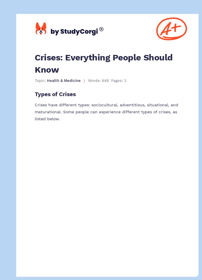 Crises: Everything People Should Know. Page 1
