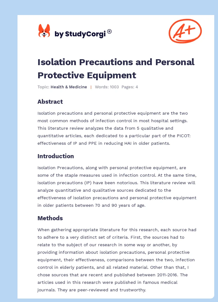 Isolation Precautions and Personal Protective Equipment. Page 1