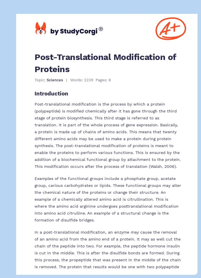 Post-Translational Modification of Proteins. Page 1