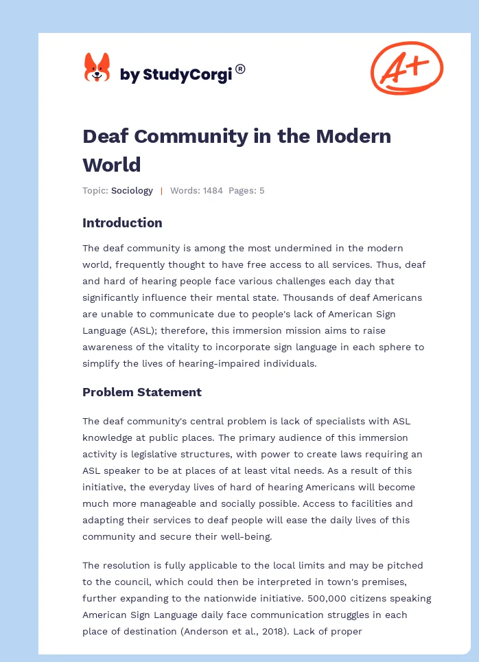 Deaf Community in the Modern World. Page 1