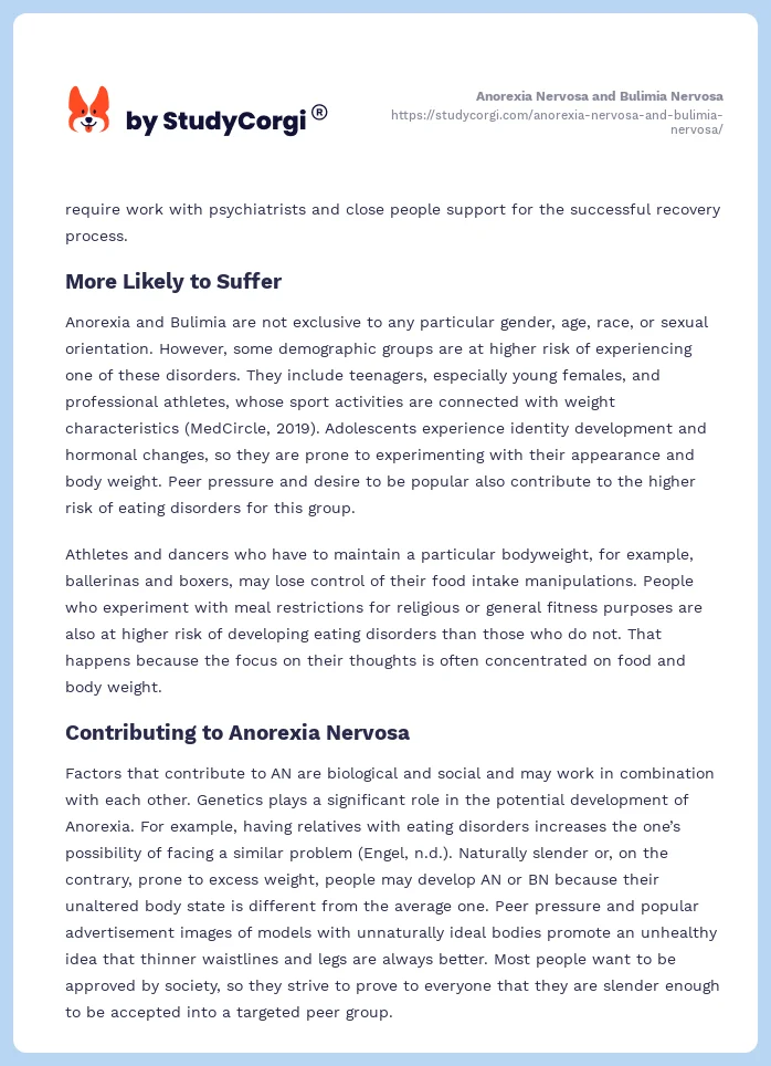 Anorexia Nervosa and Bulimia Nervosa. Page 2