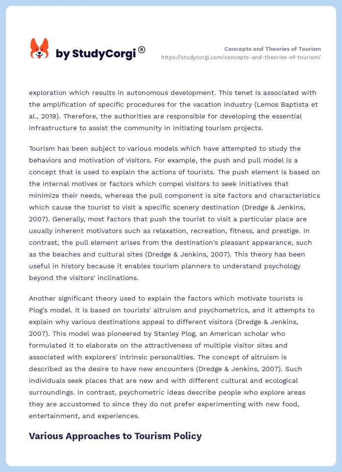 Concepts and Theories of Tourism. Page 2