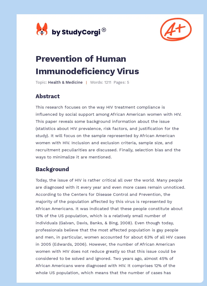 Prevention of Human Immunodeficiency Virus. Page 1