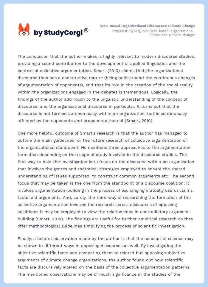 Web-Based Organizational Discourses: Climate Change. Page 2