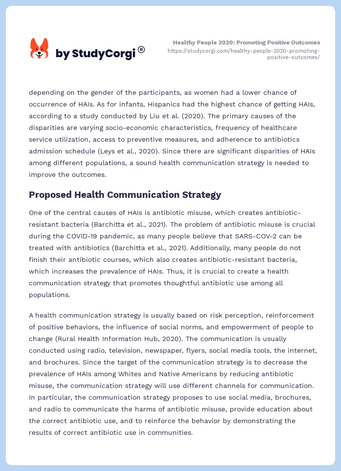 Healthy People 2020: Promoting Positive Outcomes. Page 2