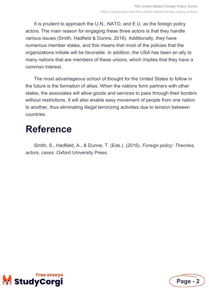 The United States Foreign Policy Actors. Page 2