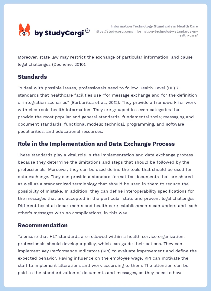 Information Technology Standards in Health Care. Page 2