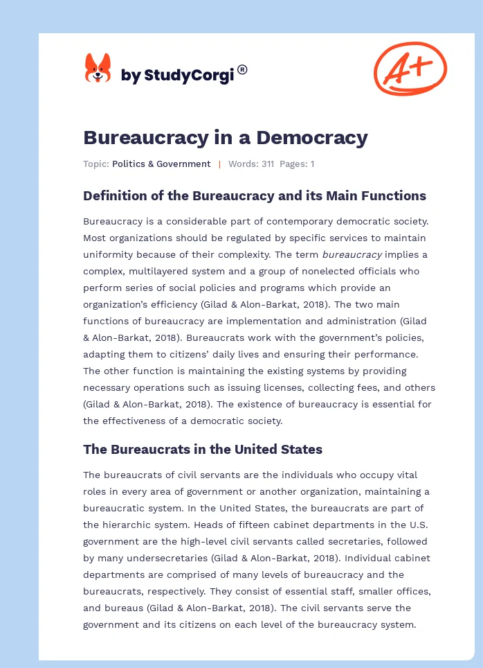 Bureaucracy in a Democracy. Page 1