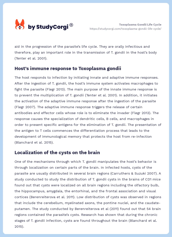 Toxoplasma Gondii Life Cycle. Page 2
