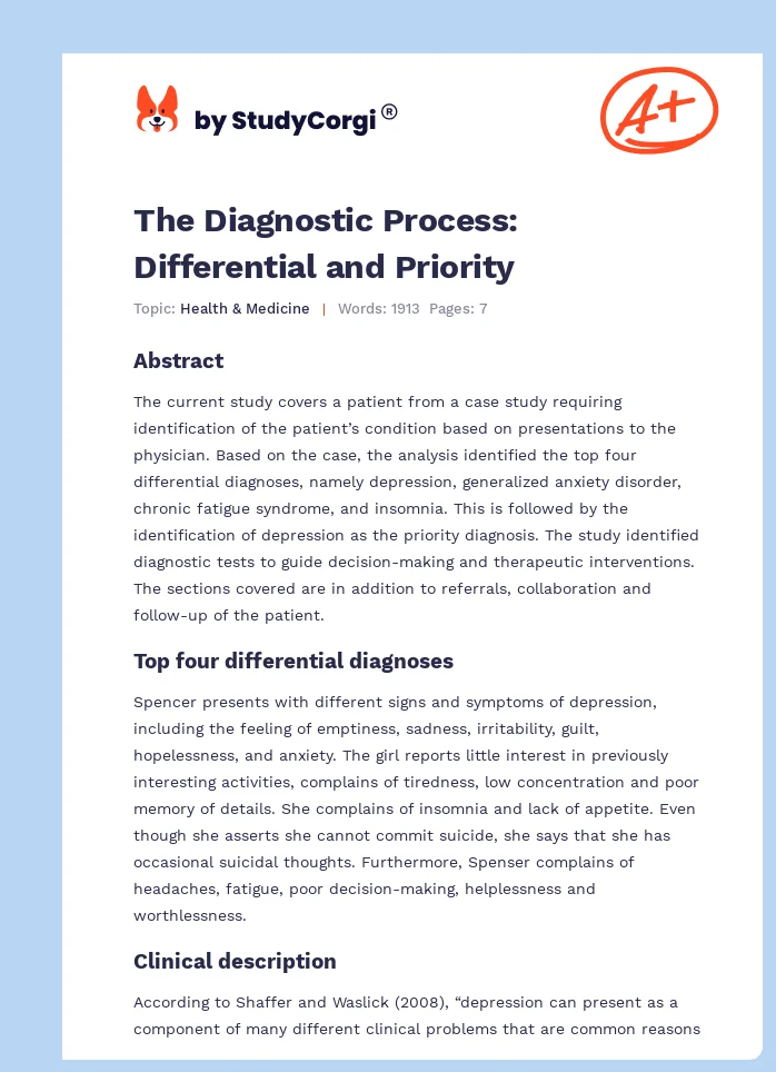 The Diagnostic Process: Differential and Priority. Page 1