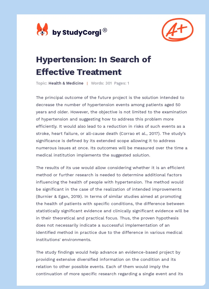 Hypertension: In Search of Effective Treatment. Page 1