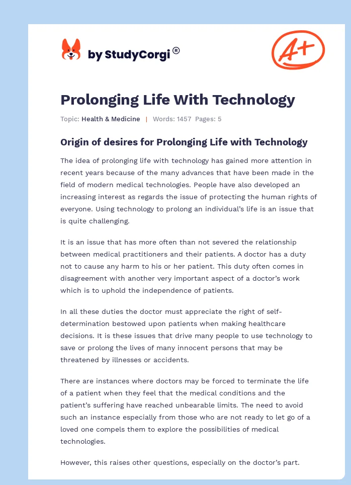 Prolonging Life With Technology. Page 1