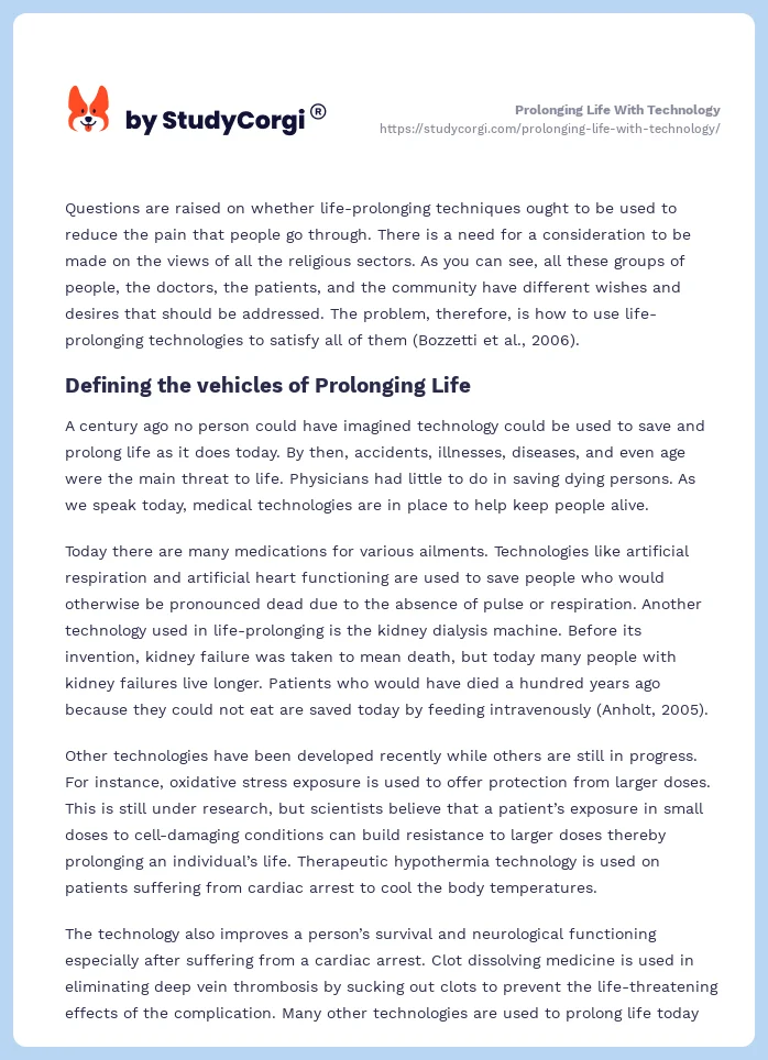 Prolonging Life With Technology. Page 2