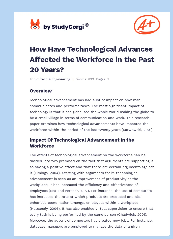 How Have Technological Advances Affected the Workforce in the Past 20 Years?. Page 1