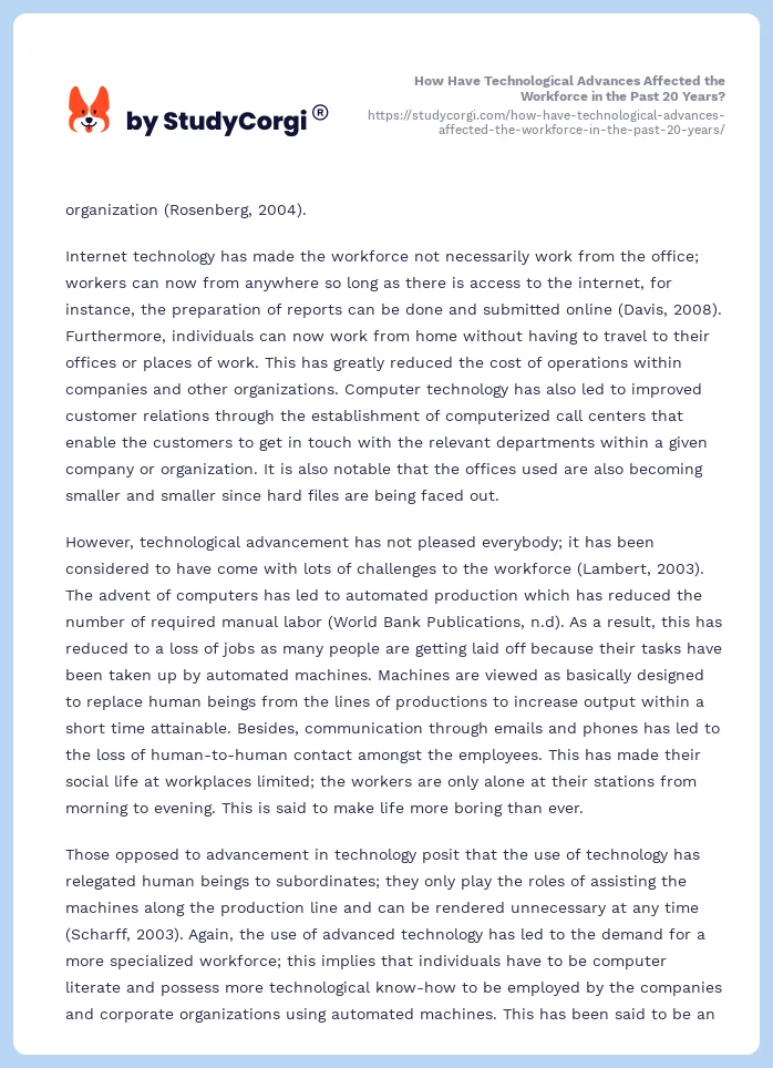 How Have Technological Advances Affected the Workforce in the Past 20 Years?. Page 2