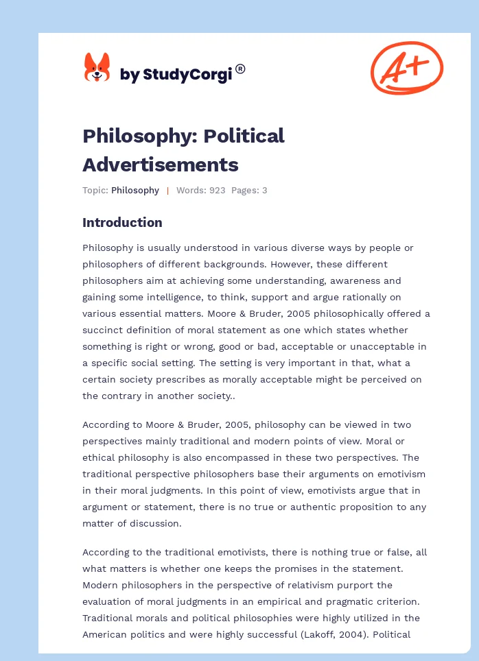 Philosophy: Political Advertisements. Page 1