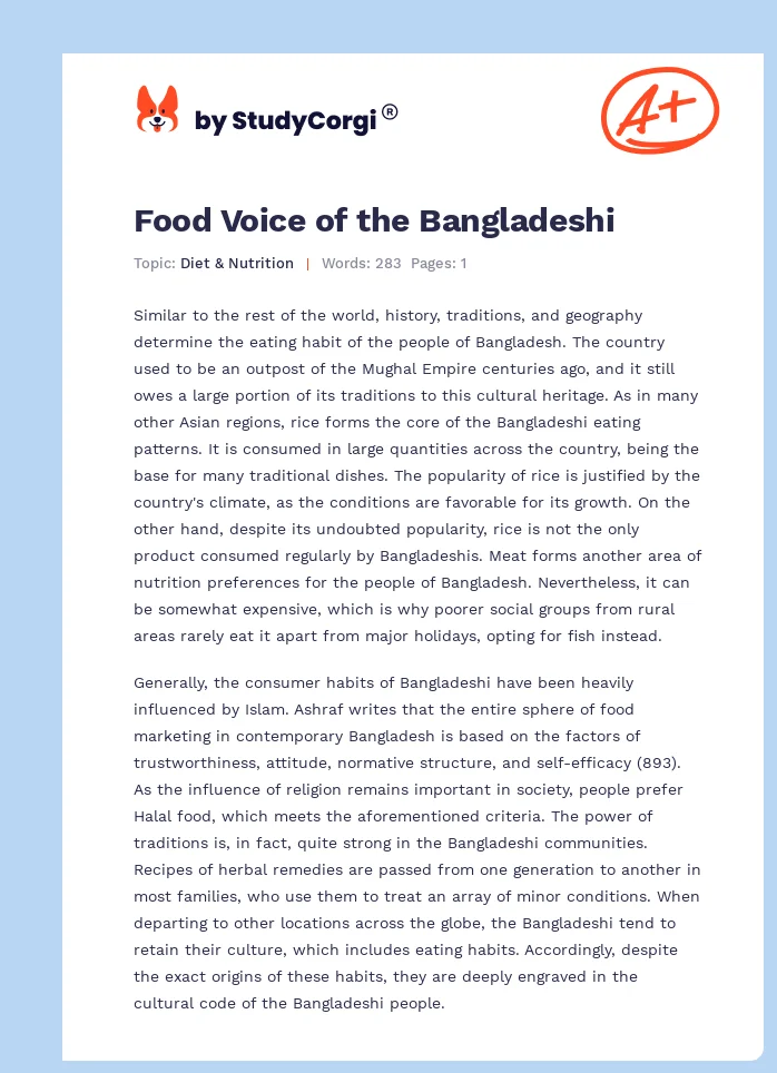 Food Voice of the Bangladeshi. Page 1