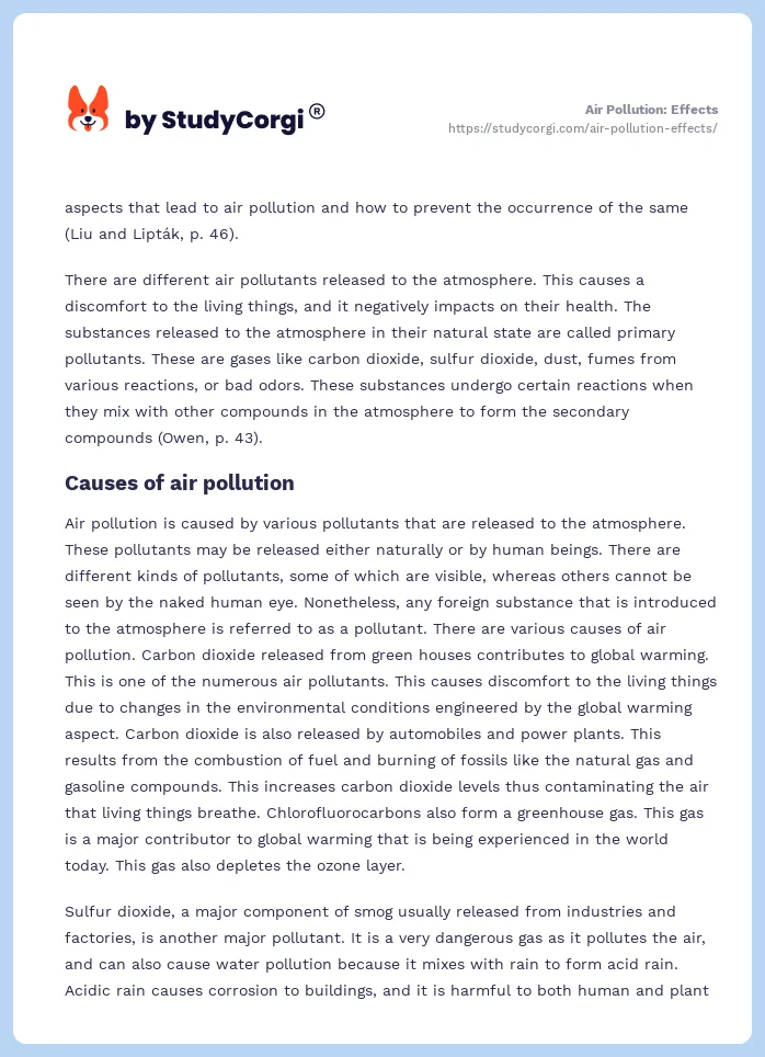 Air Pollution: Effects. Page 2