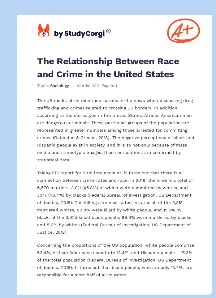 The Relationship Between Race and Crime in the United States. Page 1