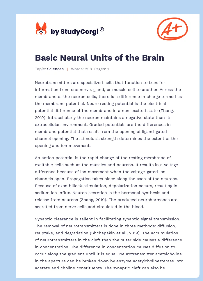 Basic Neural Units of the Brain. Page 1