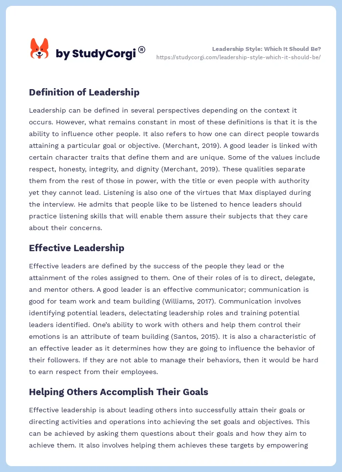 Leadership Style: Which It Should Be?. Page 2