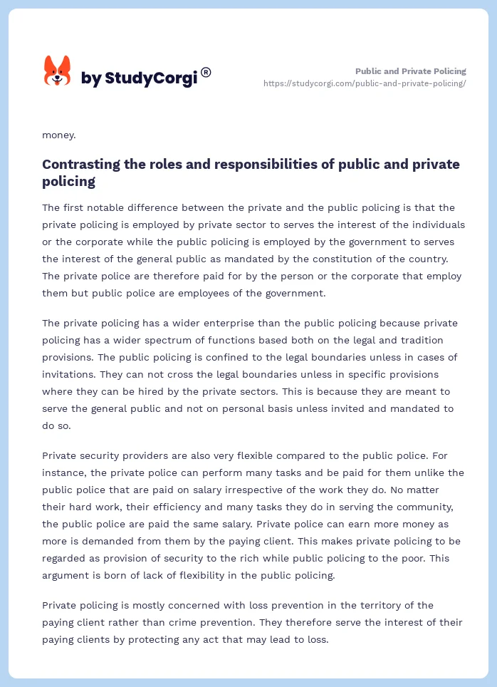 Public and Private Policing. Page 2