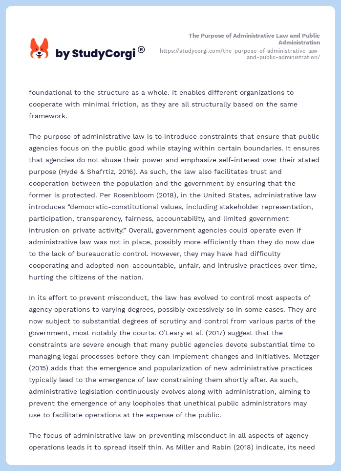 The Purpose of Administrative Law and Public Administration. Page 2