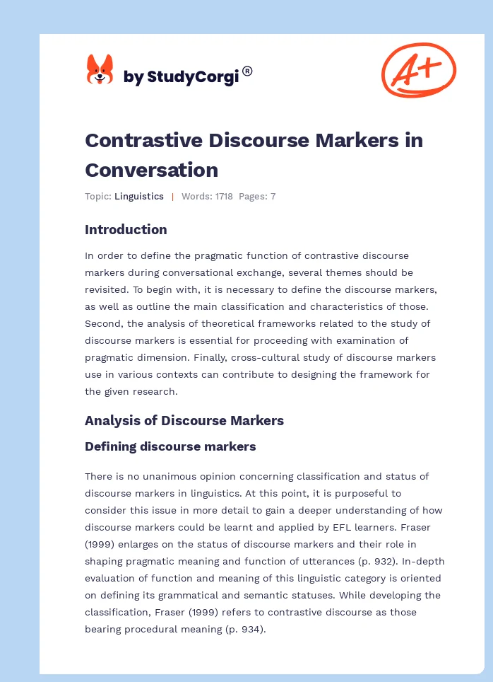 Contrastive Discourse Markers in Conversation. Page 1