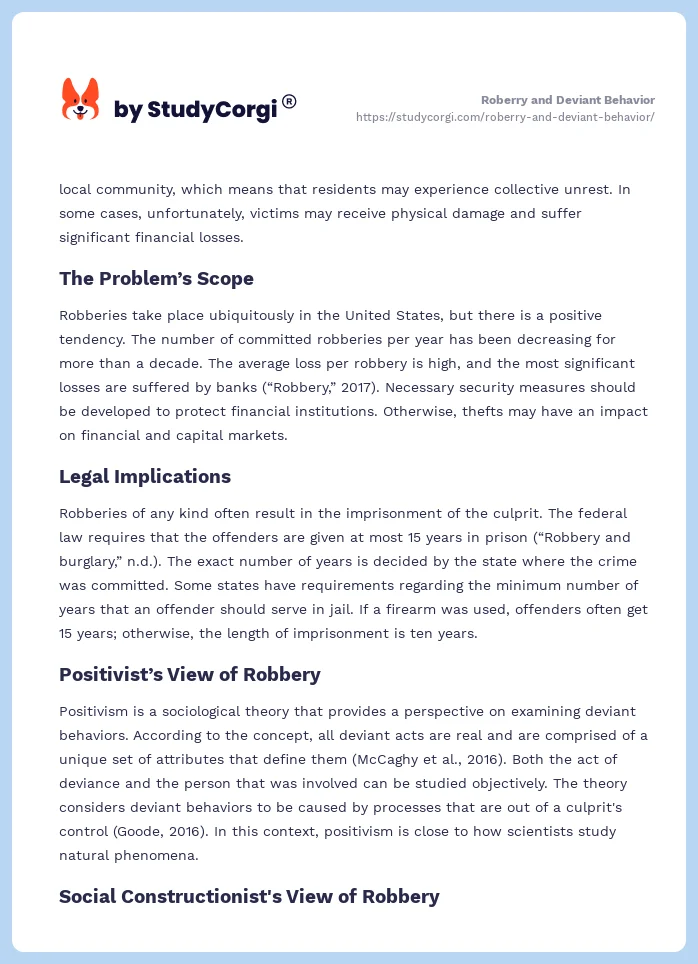 Roberry and Deviant Behavior. Page 2
