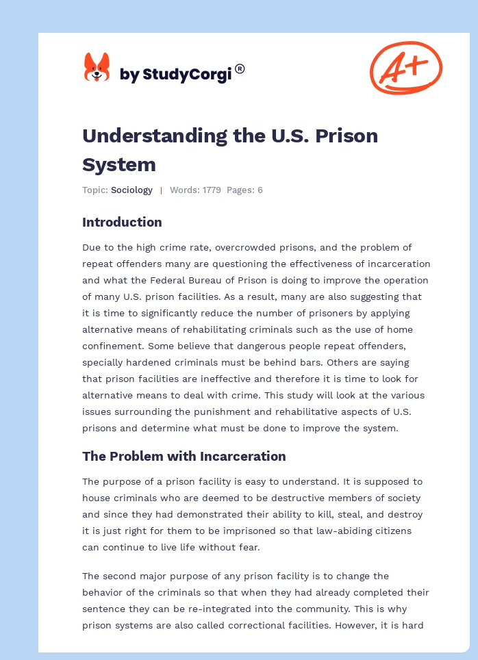 Understanding the U.S. Prison System. Page 1