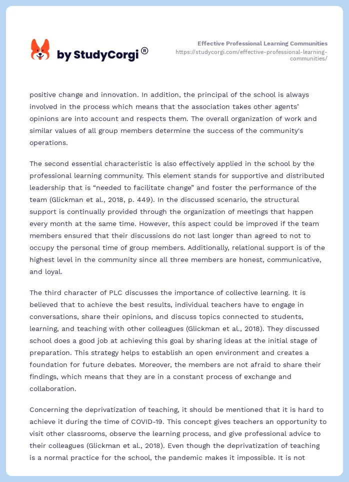 Effective Professional Learning Communities. Page 2