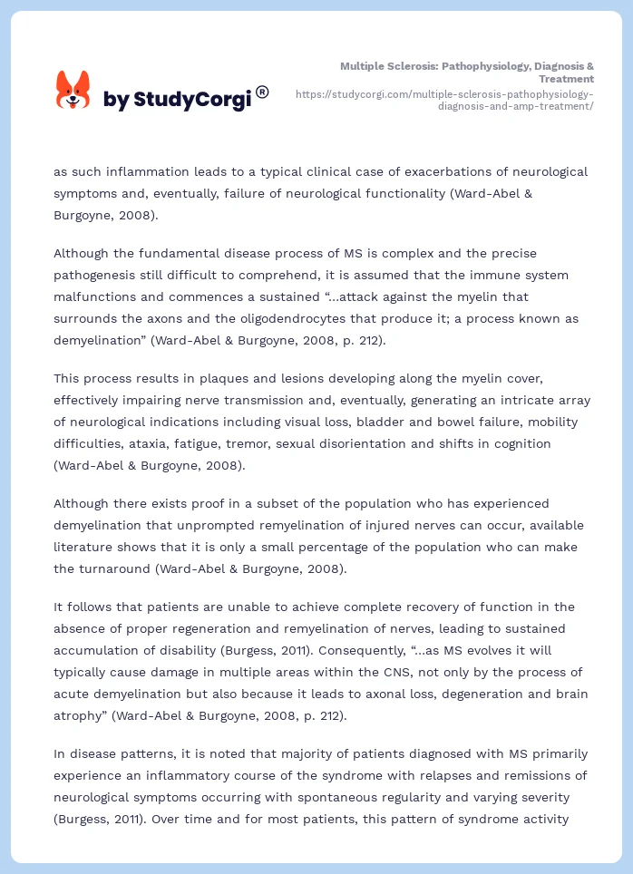 Multiple Sclerosis: Pathophysiology, Diagnosis & Treatment. Page 2