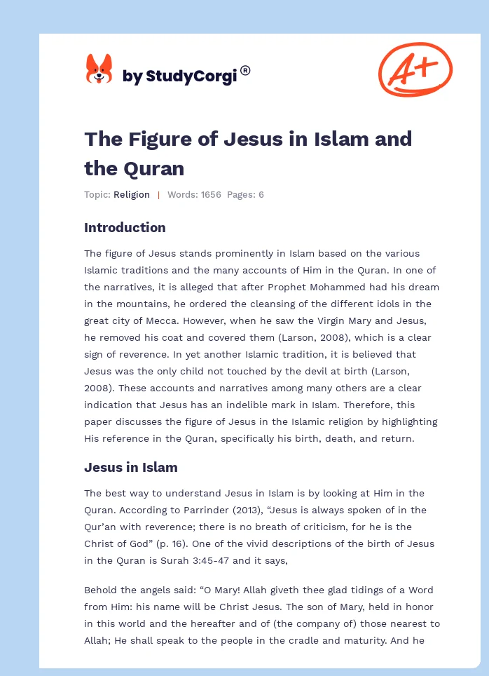 The Figure of Jesus in Islam and the Quran. Page 1