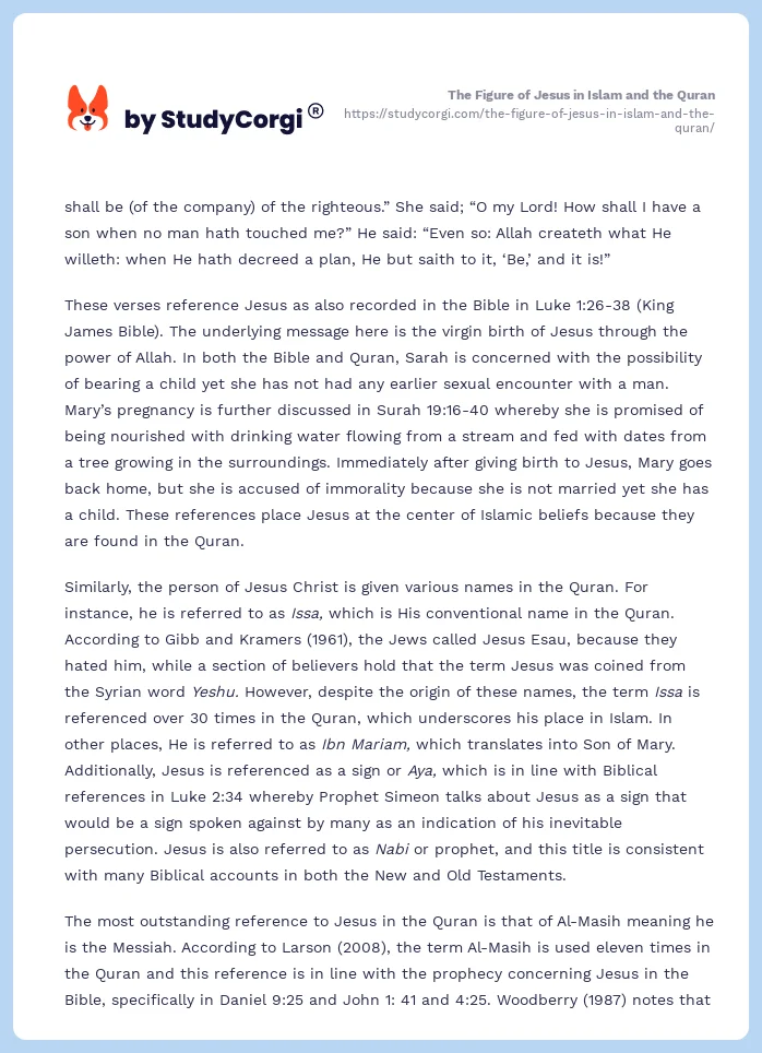 The Figure of Jesus in Islam and the Quran. Page 2