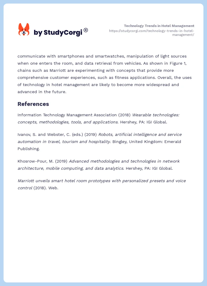 Technology Trends in Hotel Management. Page 2