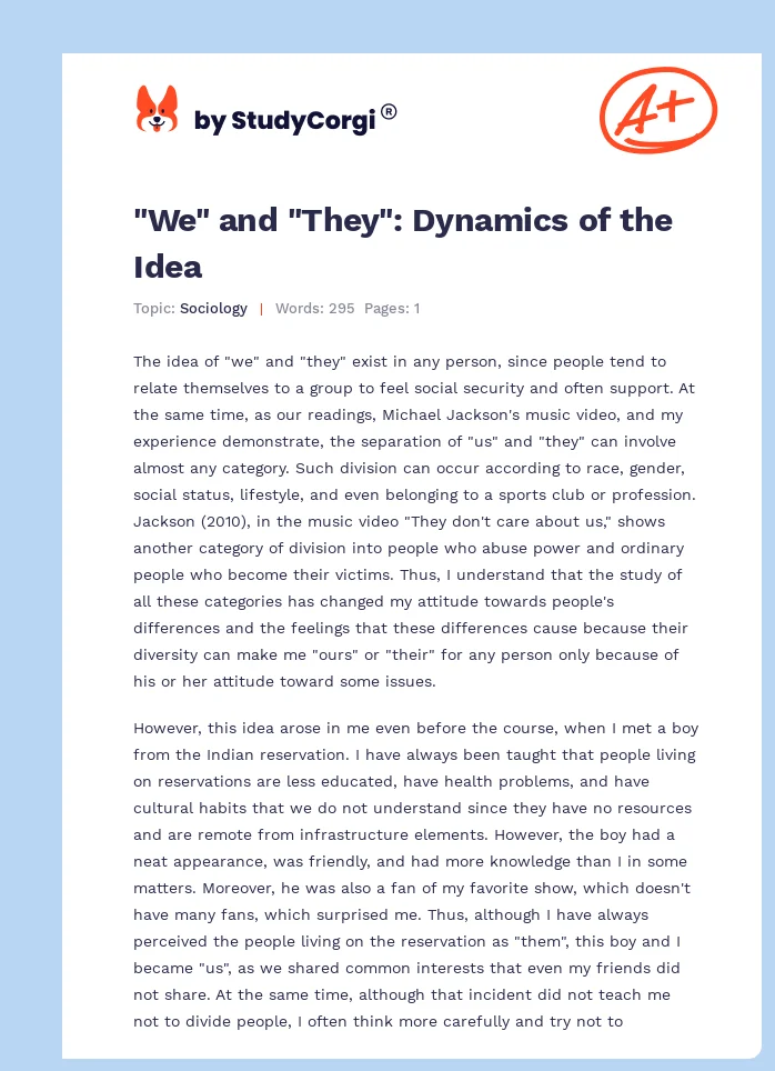 "We" and "They": Dynamics of the Idea. Page 1