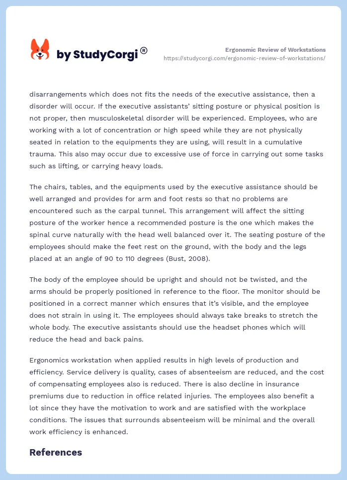 Ergonomic Review of Workstations. Page 2