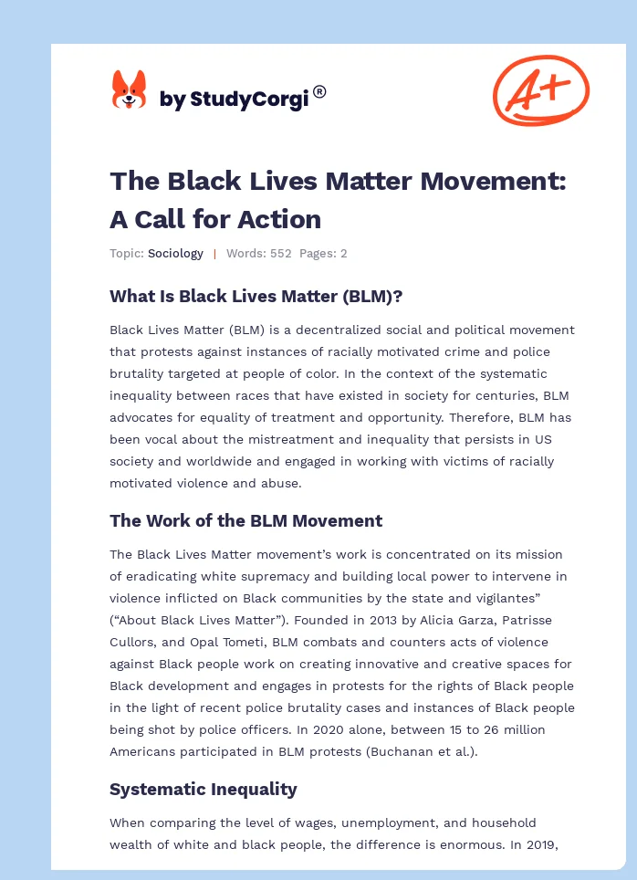 The Black Lives Matter Movement: A Call for Action. Page 1