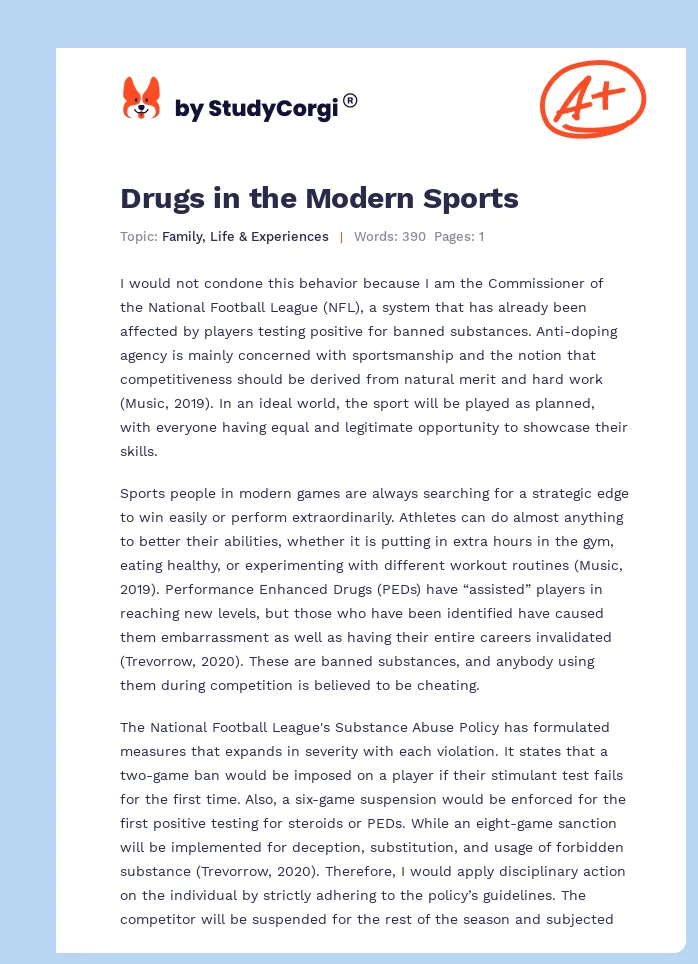 Drugs in the Modern Sports. Page 1