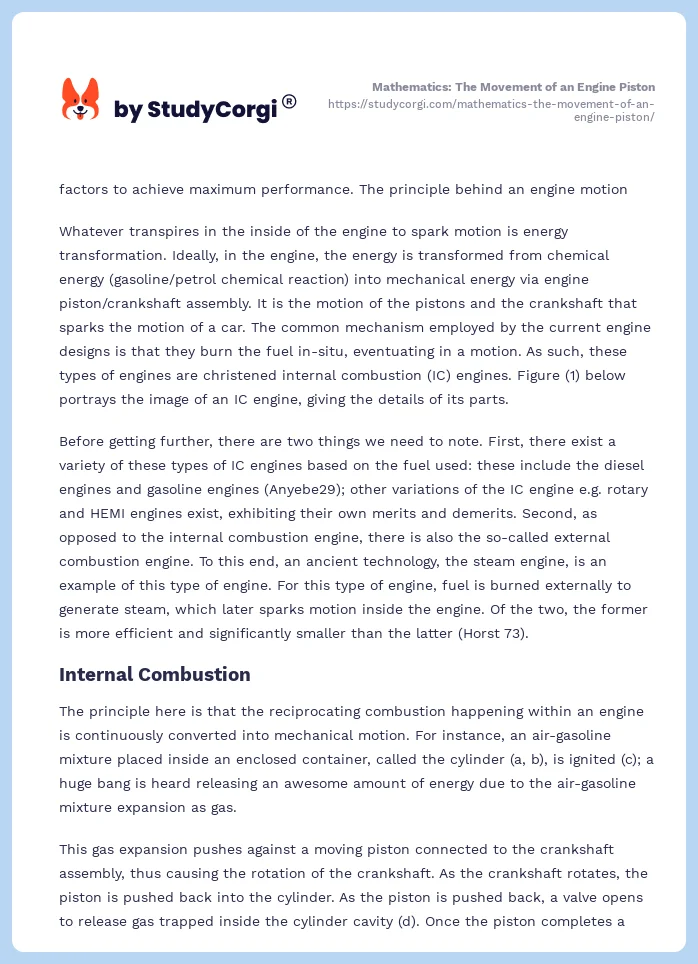 Mathematics: The Movement of an Engine Piston. Page 2